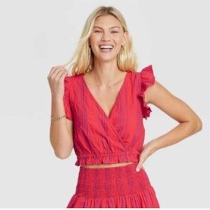 NWT Flutter sleeveless Crop Wrap Top